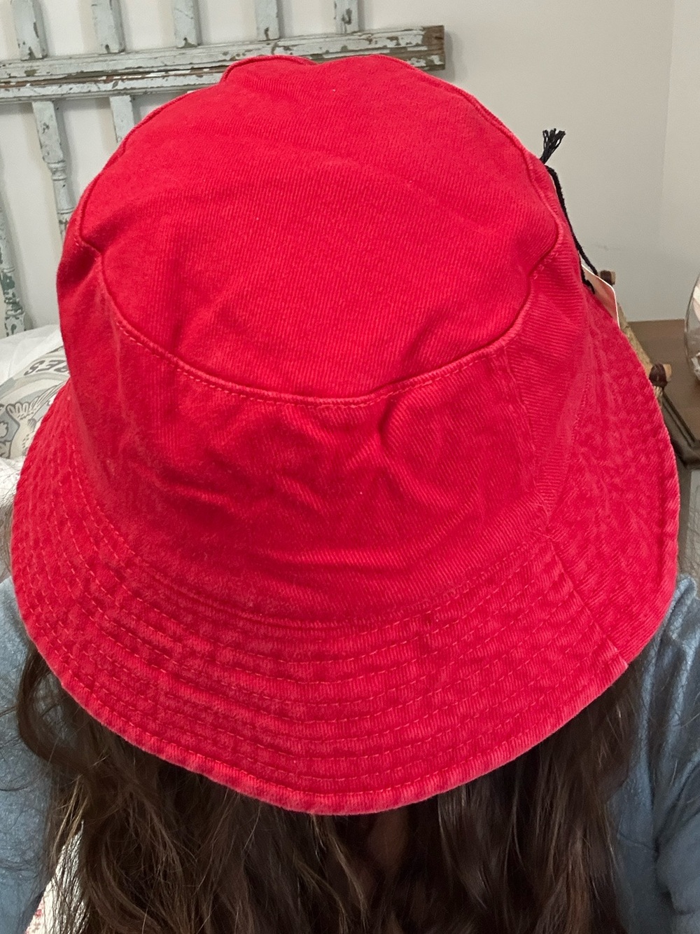NWT JADED GYPSY BUCKET OF DREAMS HAT reversible red vintage floor sack style O/S - Picture 6 of 7